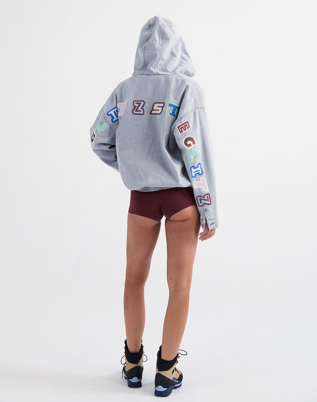 Ado Zipped Denim Hoodie van Stieglitz in de kleur grijs
