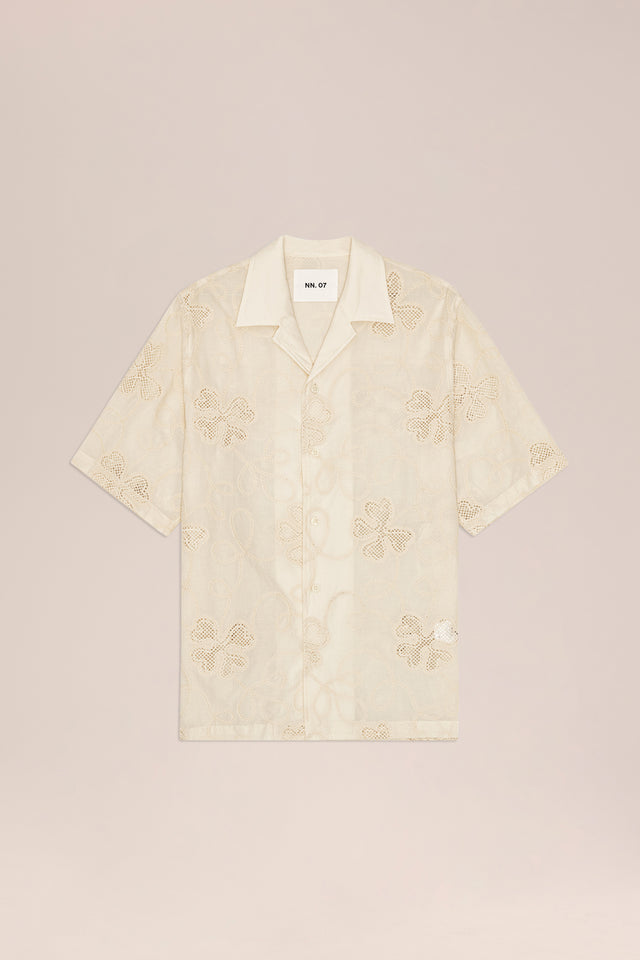 NN07 Ben SS Embroidery Shirt — Ivory