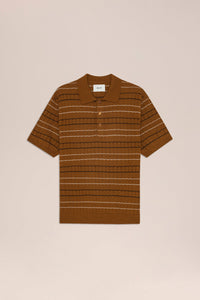 Alfie SS Polo 6584 - Brown Stripe