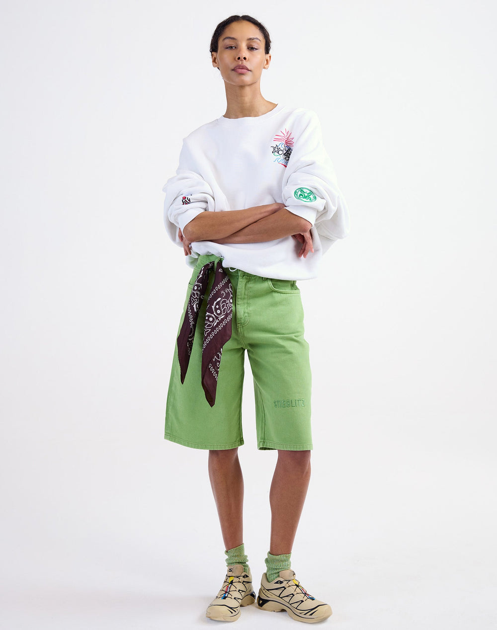 Alexio Denim Shorts - Green