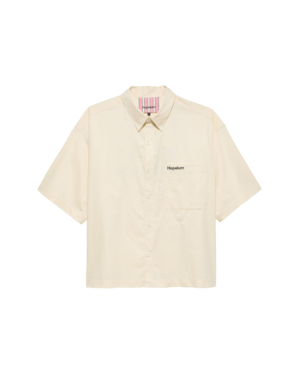 Hopeium Poplin overhemd met logo in de kleur beige — afbeelding 1 van 4