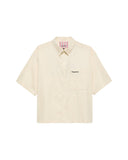 Hopeium Poplin overhemd met logo in de kleur beige — afbeelding 1 van 4