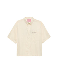 Hopeium Poplin overhemd met logo in de kleur beige — afbeelding 1 van 4