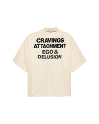 Hopeium Poplin overhemd met logo in de kleur beige — afbeelding 2 van 4