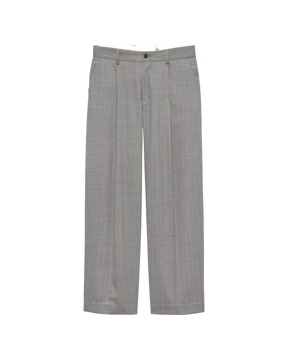 WOOL AFTER TROUSERS GREY W/PINK PINSTRIPES - Gray Pinstripe
