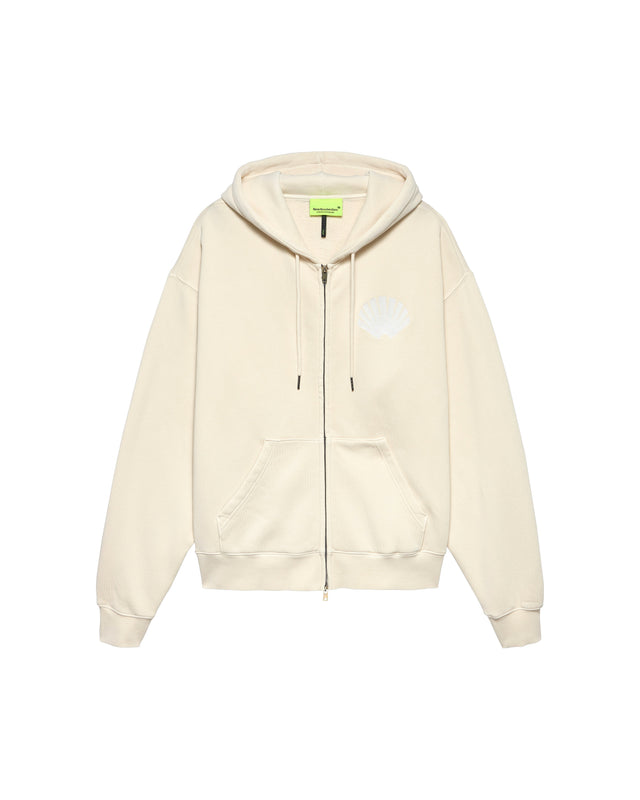 LOGO ZIP HOODIE ECRU/WHITE - Ecru