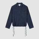 Linen Quarter Zip Pullover — Navy