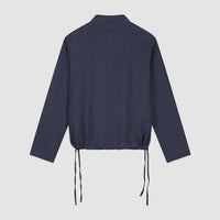 Linen Quarter Zip Pullover — Navy