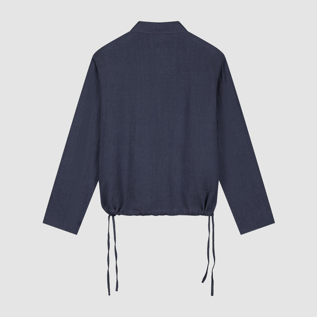 Linen Quarter Zip Pullover — Navy