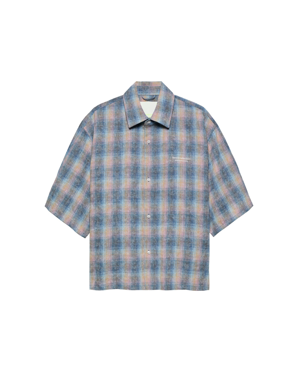 FLANEL SHORT SLEEVE BUTTON-UP RAINBOW CHECK