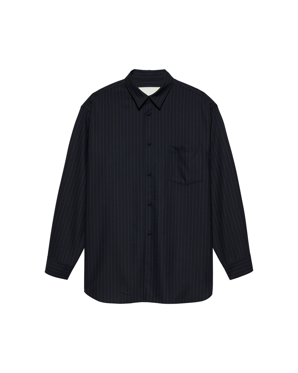 WOOL OVERSIZED BUTTON-UP NAVY/BLUE - Navy Pinstripe