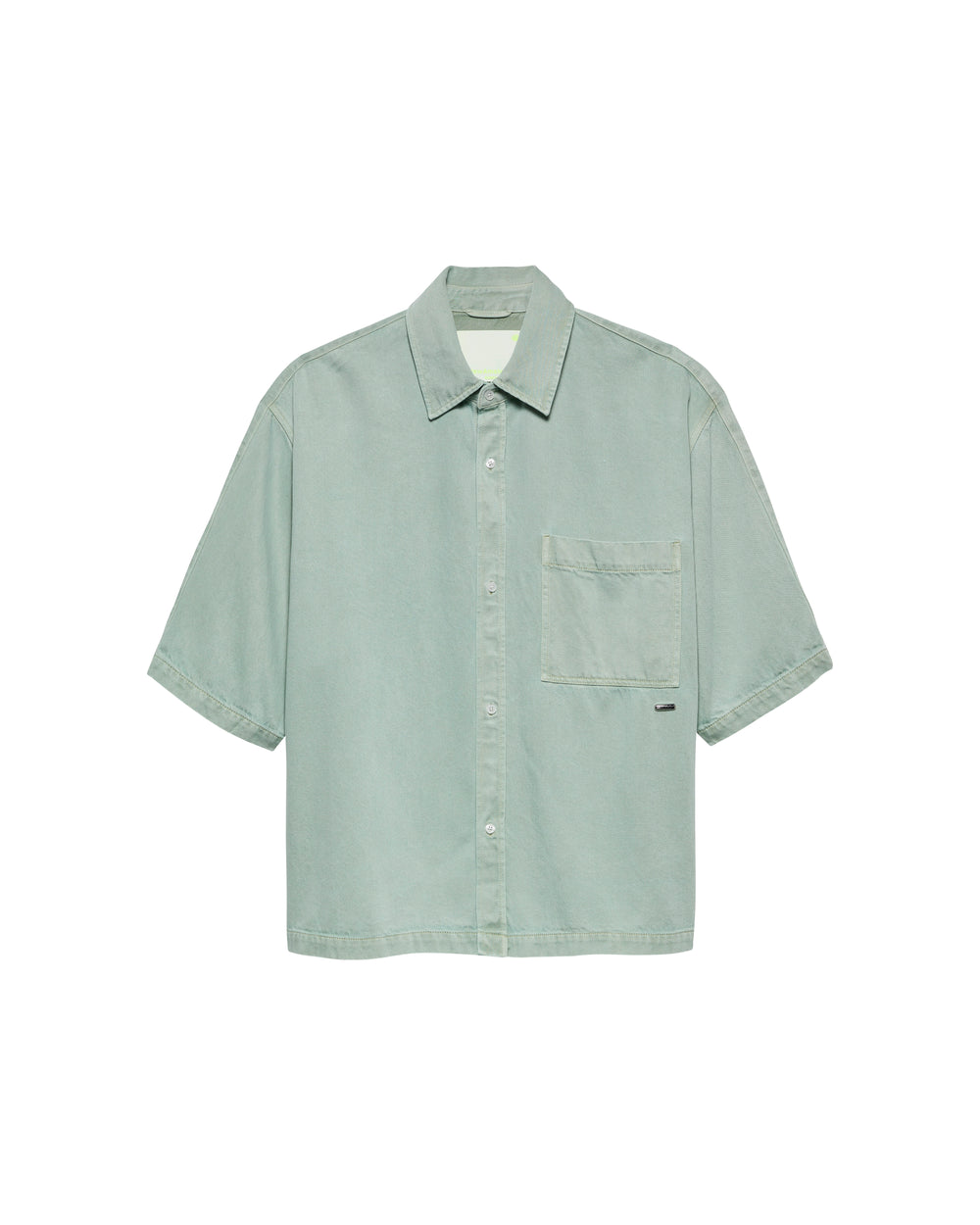 DENIM SHORT SLEEVE BUTTON-UP MINT - Mint Green