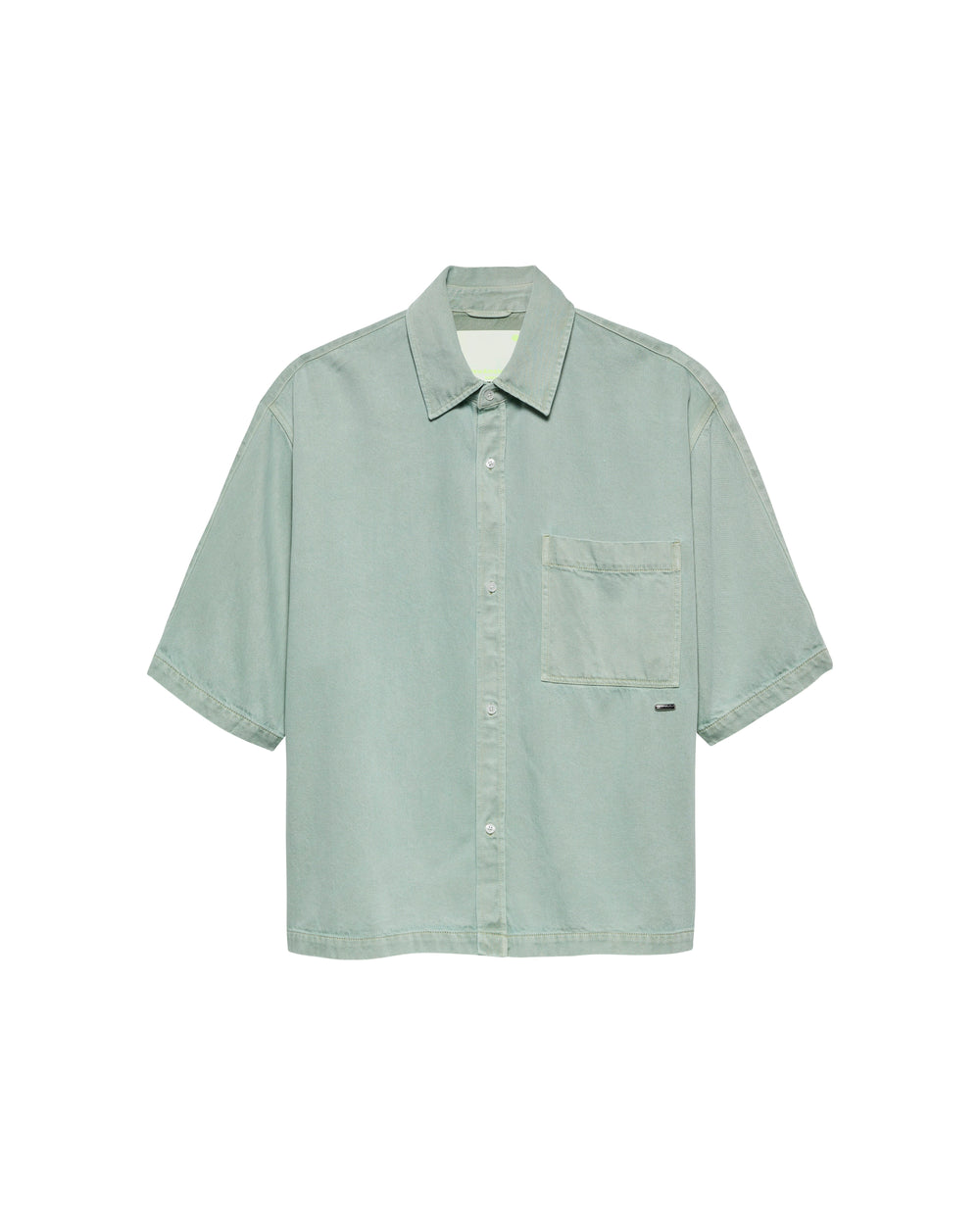 DENIM SHORT SLEEVE BUTTON-UP MINT