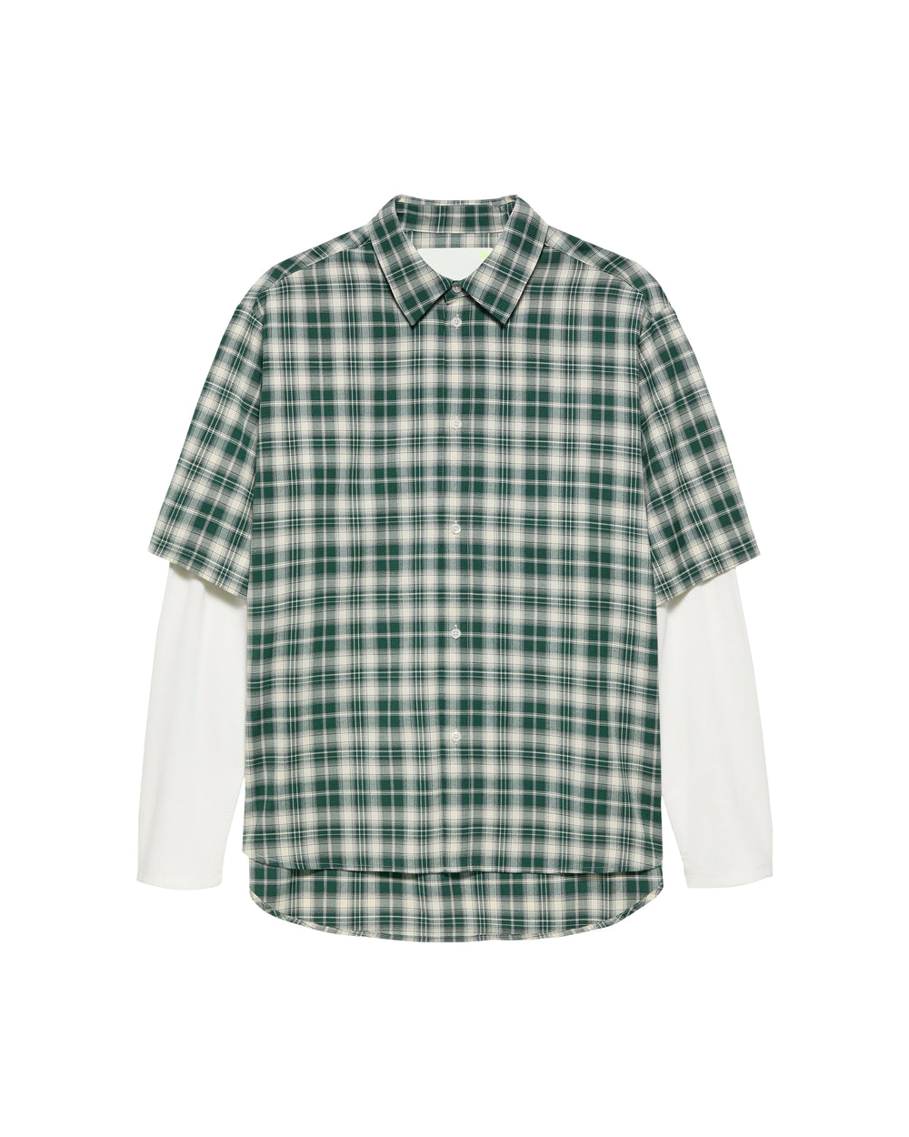 DOUBLE LAYER SHIRT GREEN/WHITE CHECK - Green/White Plaid