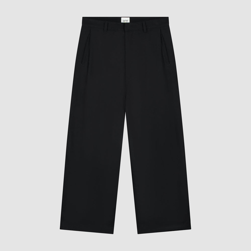 Wool Pleated Gallery Pants - Black