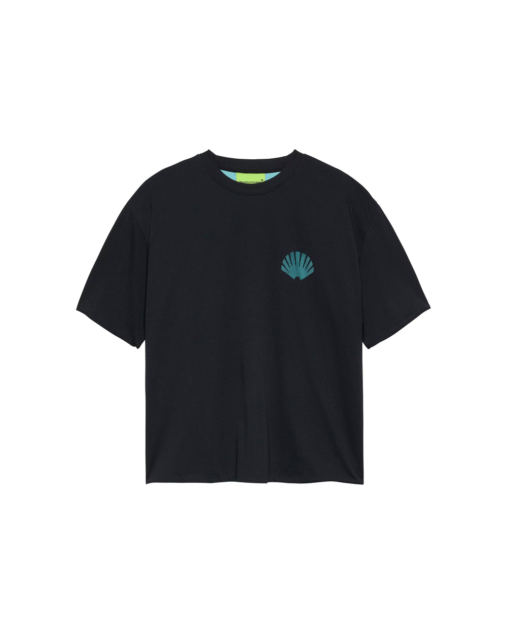 DOUBLE LAYERED LOGO TEE BLACK/POOL BLUE - Black