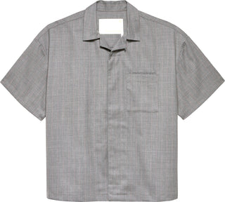 WIJK SHIRT WOOL GREY W/PINK PINSTRIPES