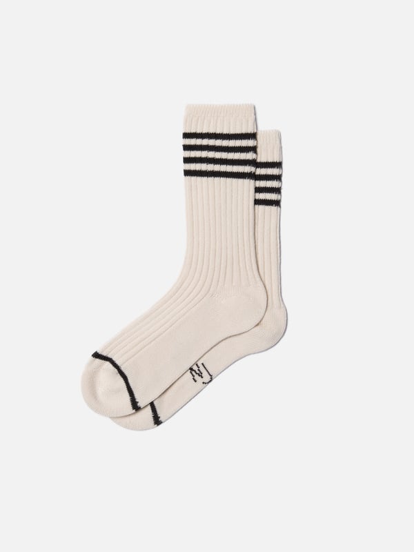 Men Tennis Socks Stripe Offwhite/Black - Offwhite/Black