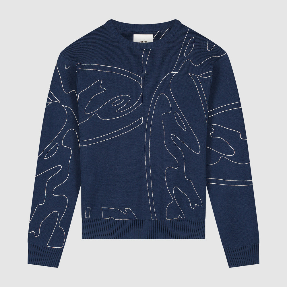Arte Antwerp Allover Circle Logo Knit — Navy
