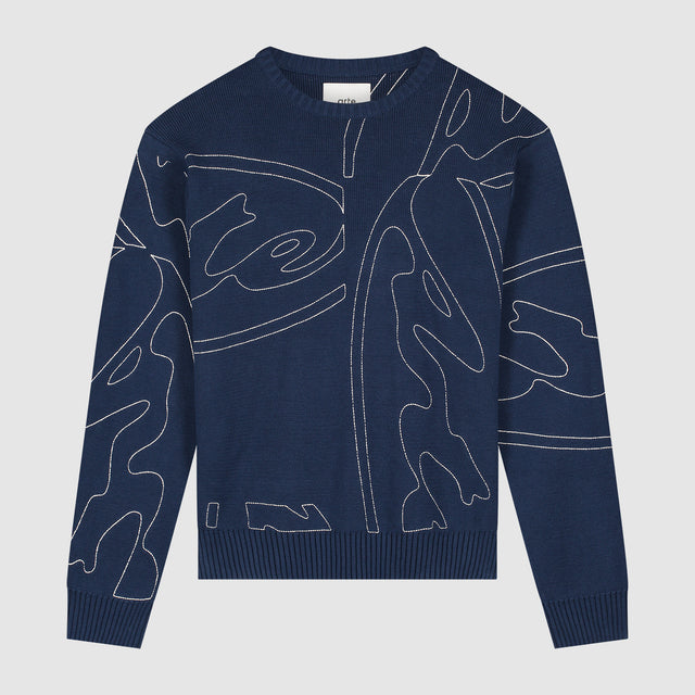 Arte Antwerp Allover Circle Logo Knit van Arte Antwerp in de kleur navy — afbeelding 1 van 2