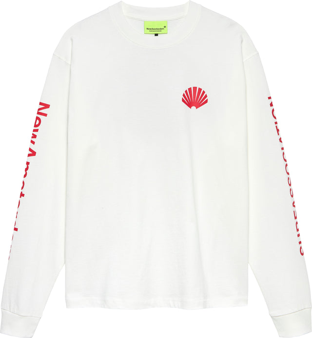 LOGO LONGSLEEVE WASHED WHITE/DEEP RED