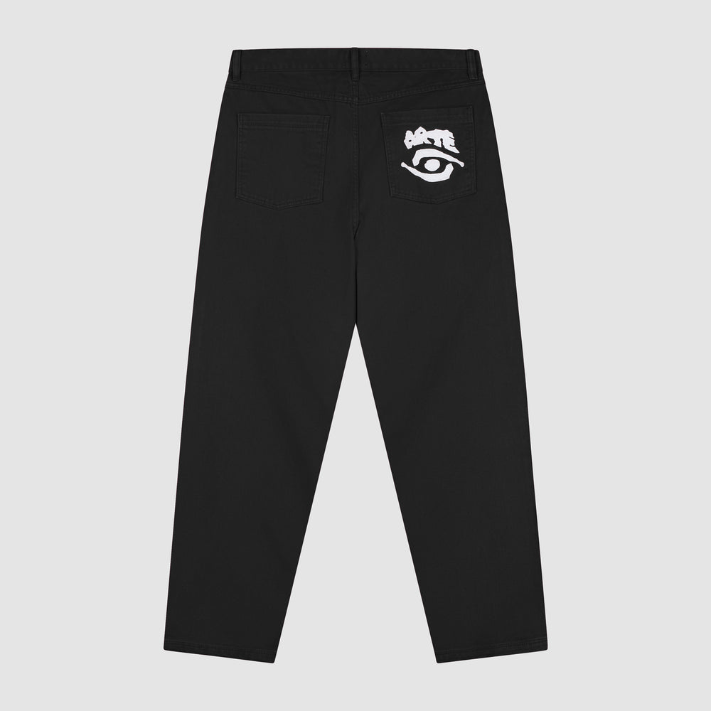 Back Pocket Graphic Pants - Black