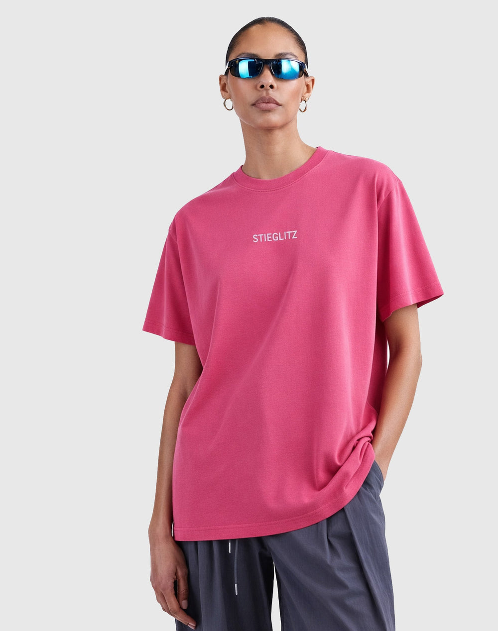 Basic Worn-out Oversized T-shirt - Pink