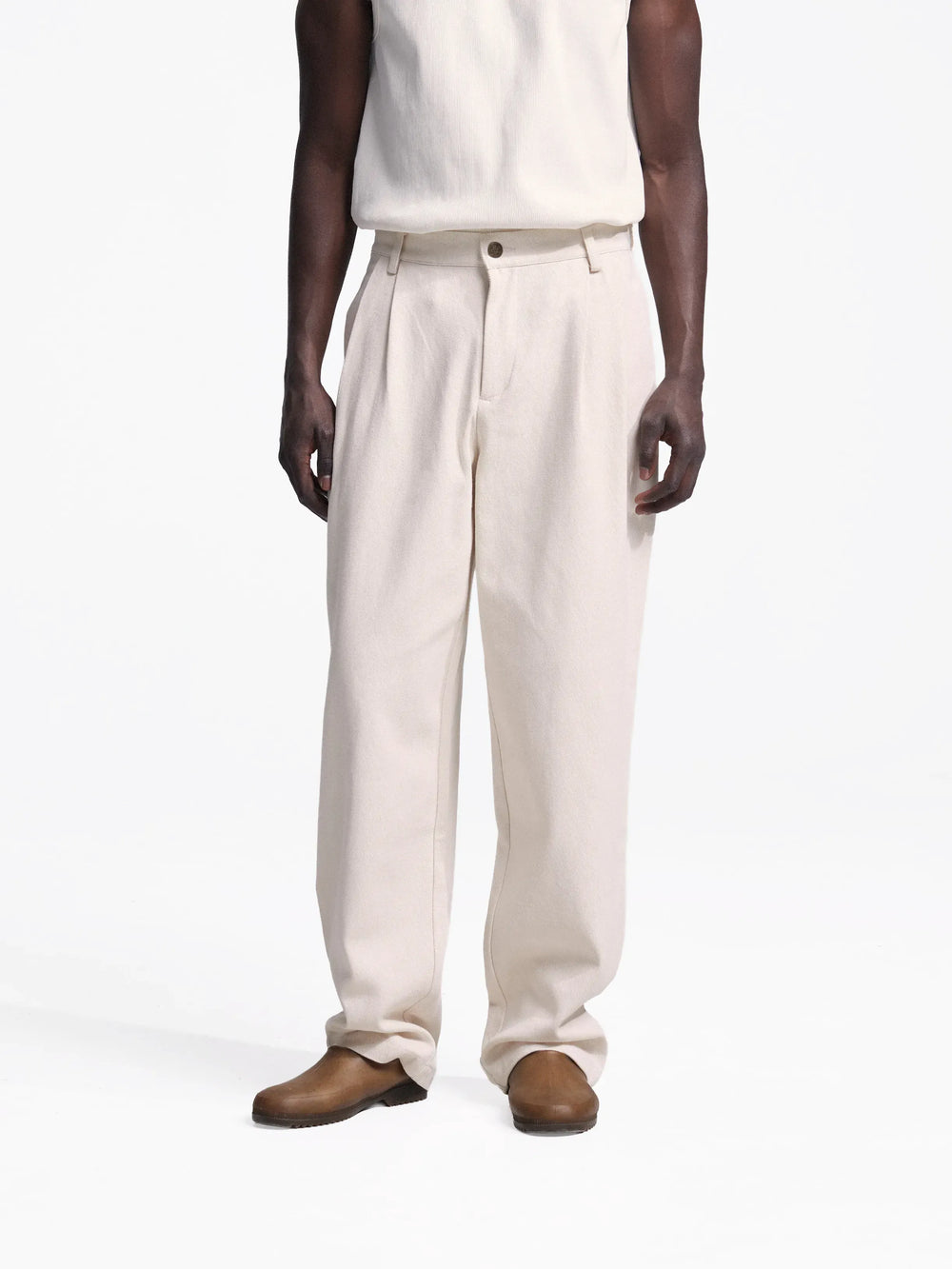 Twill Trousers - Beige - Cream