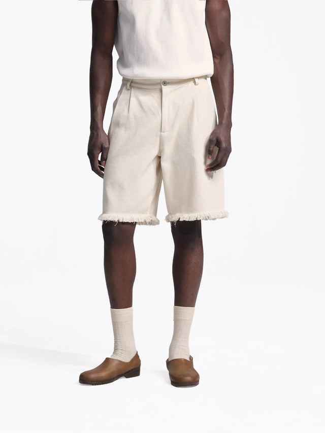Twill Shorts Distressed - Beige van Bram's Fruit in de kleur wit