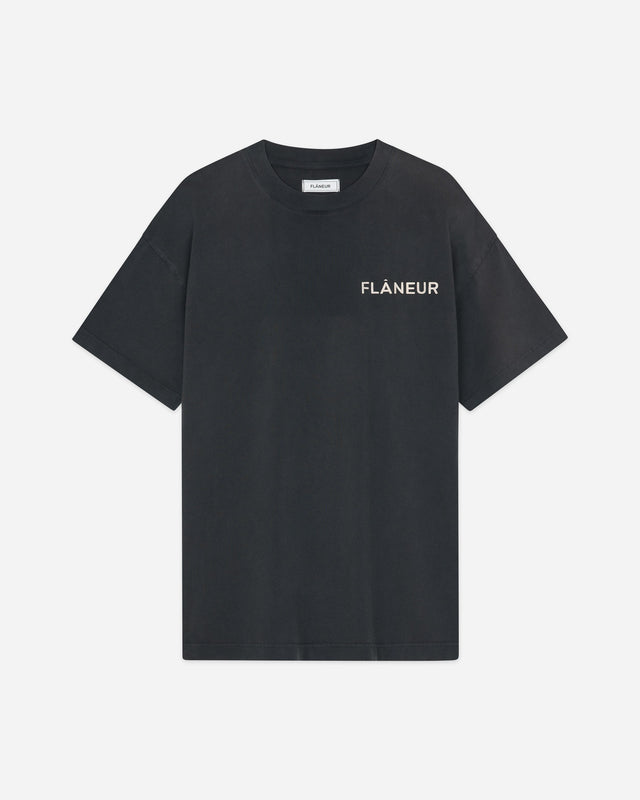 Double Logo T-Shirt Washed van Flaneur in de kleur zwart