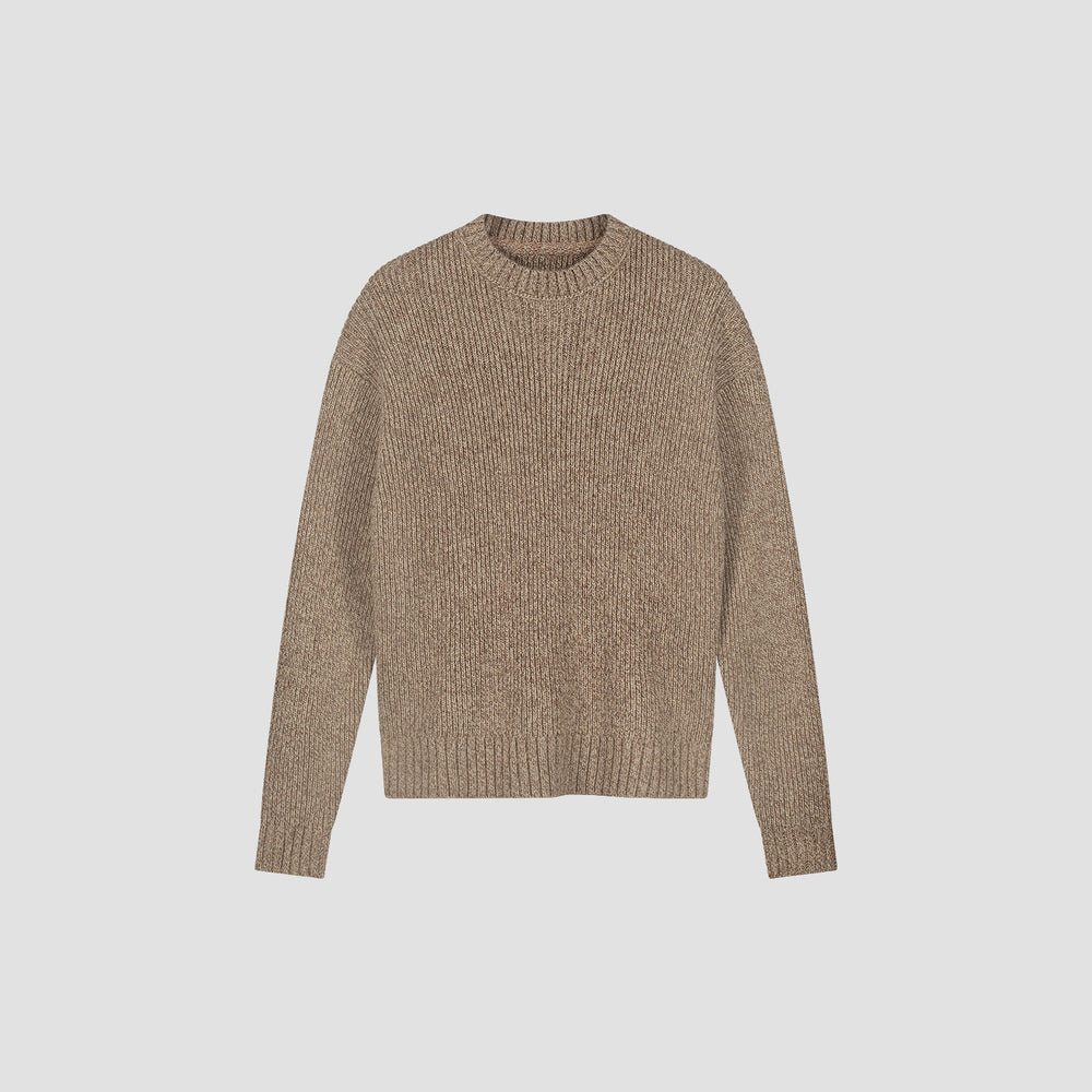Essential Melange Knitted Crewneck - Mink Brown