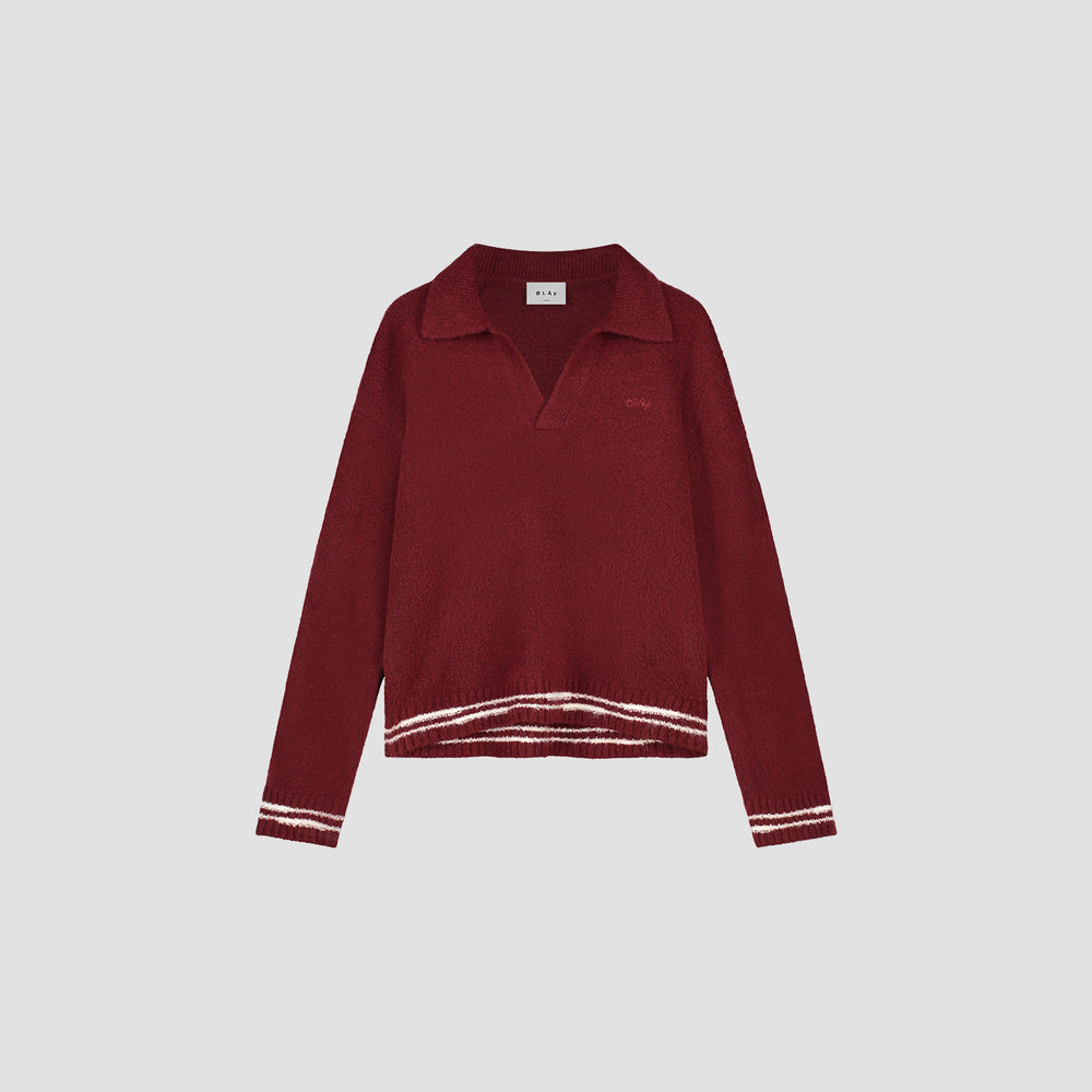 Crafted Detail Knitted Polo - Bordeaux