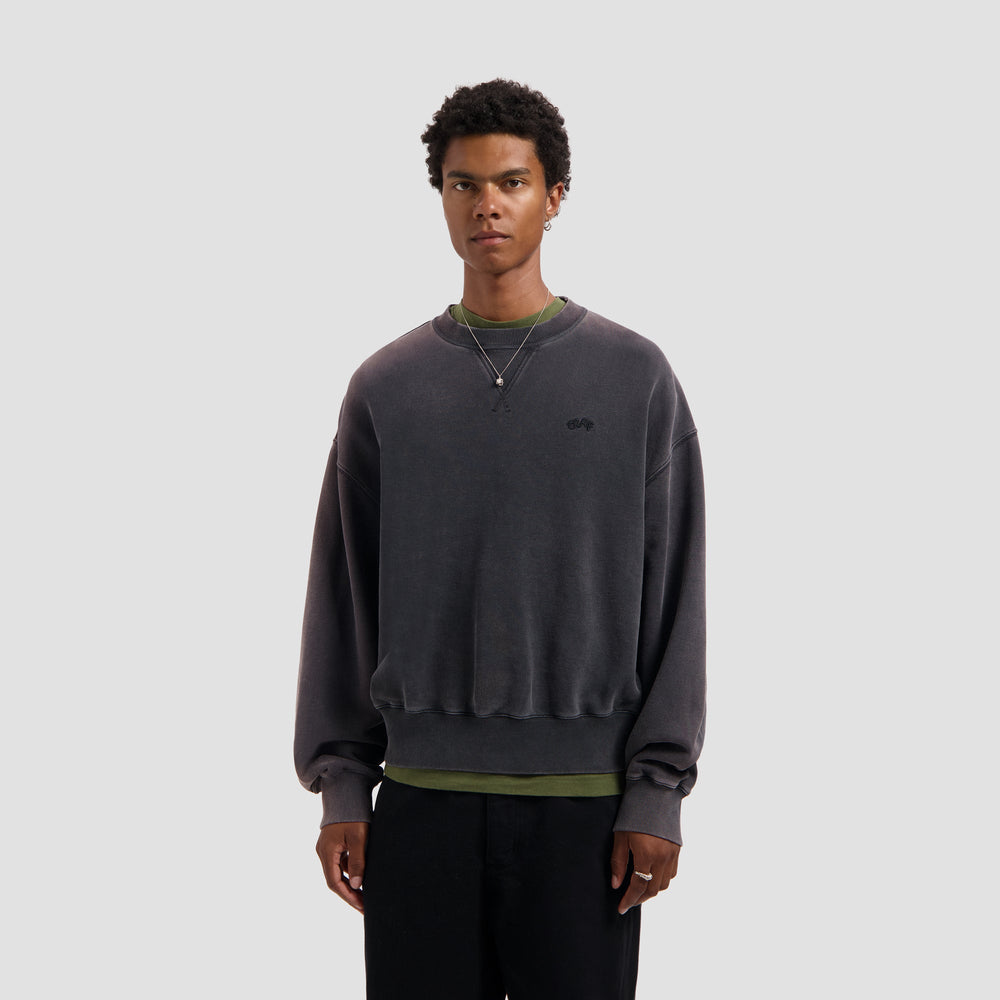 Washed Signature Boxy Crewneck - Washed Grey