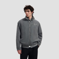 WOOL FLEECE ZIP JACKET van OLAF HUSSEIN in de kleur grijs — afbeelding 1 van 4