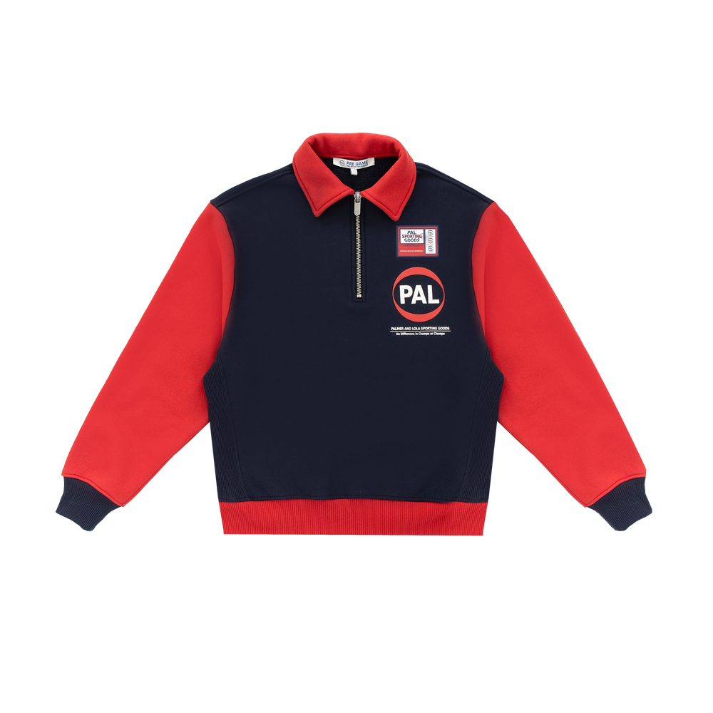 Colorblock Quarter-Zip Polo - Navy/Red