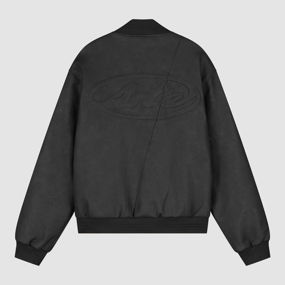 Leather Varsity Jacket - Black