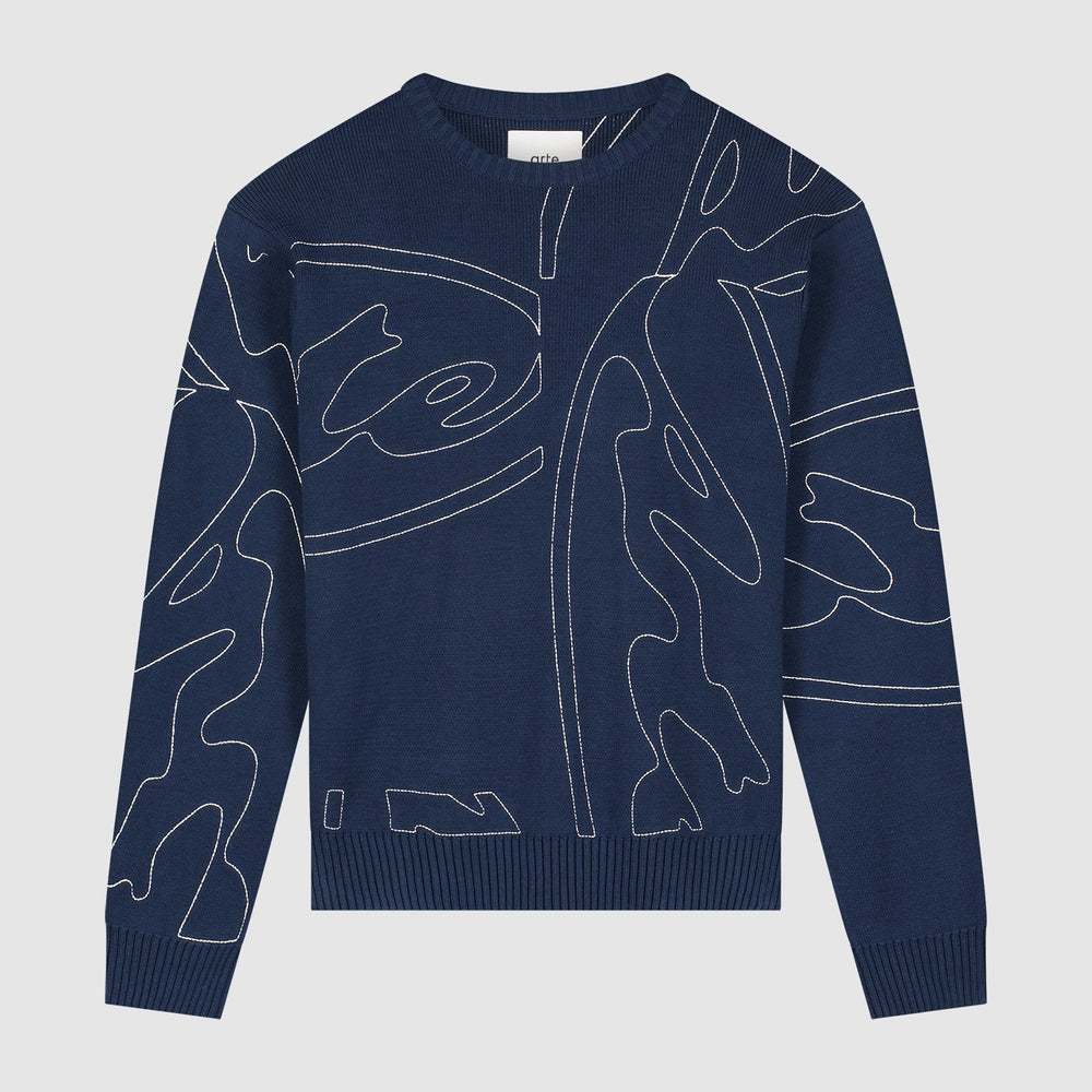 Allover Circle Logo Knit - Navy