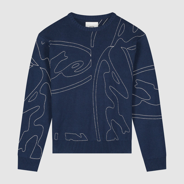 Allover Circle Logo Knit - Navy