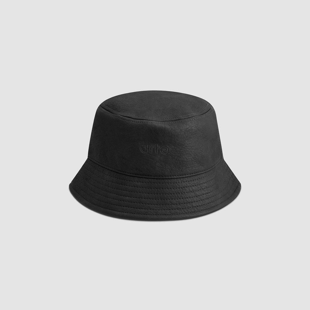 PU Leather Buckethat - Black
