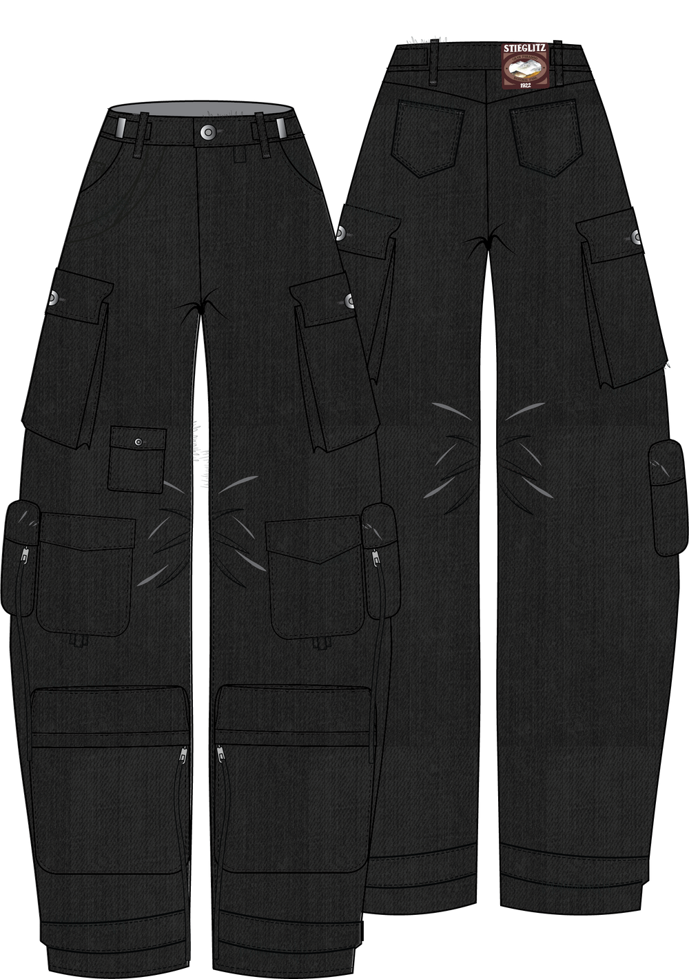 Franca Balloon Cargo Jeans - Black