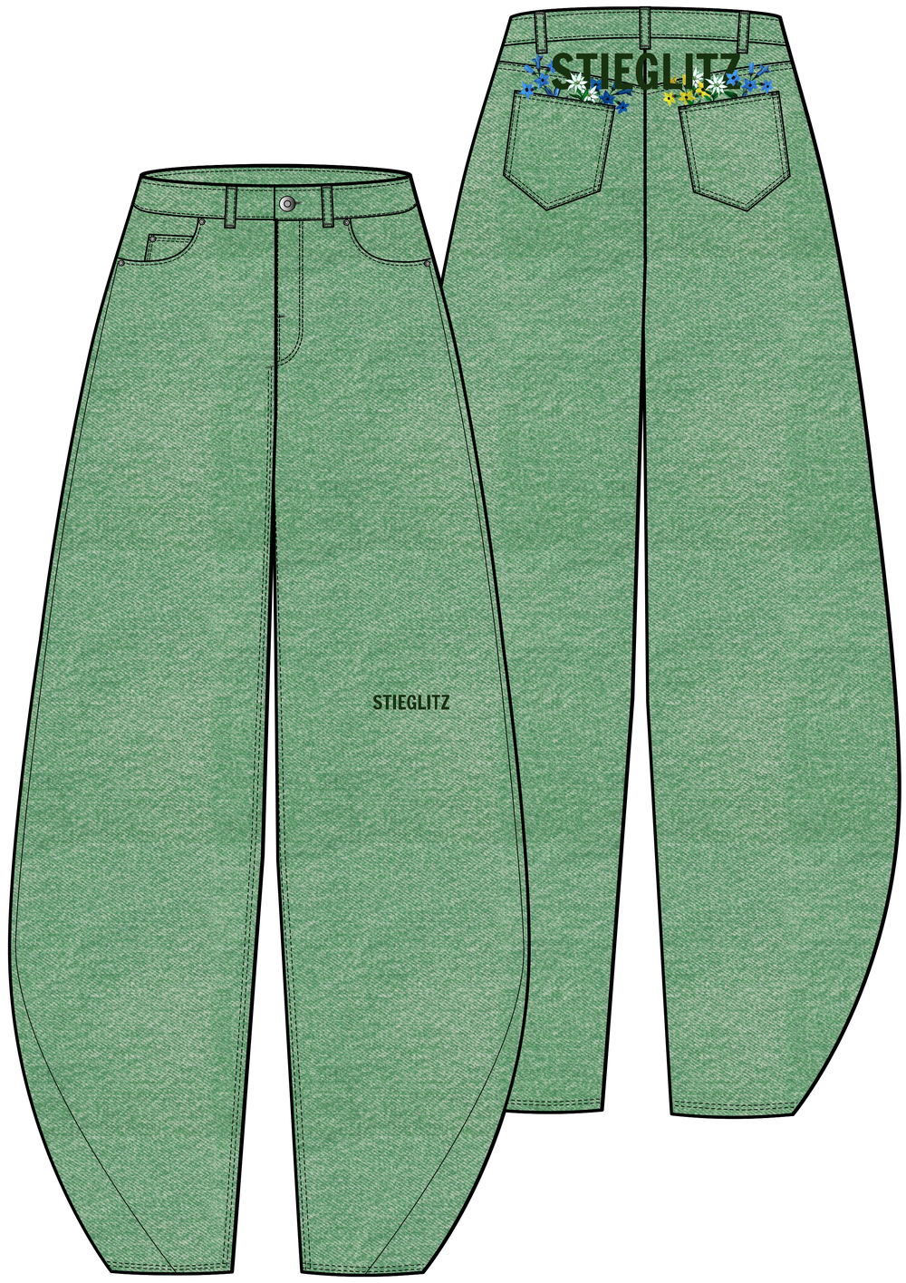 Benito Balloon Jeans - Green