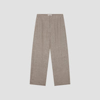 WOOL HERRINGBONE BARREL LEG PANT van OLAF HUSSEIN in de kleur bruin — afbeelding 3 van 4