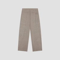 WOOL HERRINGBONE BARREL LEG PANT van OLAF HUSSEIN in de kleur bruin — afbeelding 4 van 4