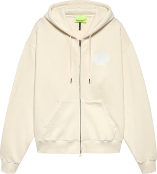 LOGO ZIP HOODIE ECRU/WHITE
