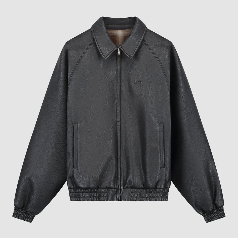 Reversible Leather Uniform Jacket - Black
