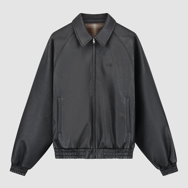 Reversible Leather Uniform Jacket - Black