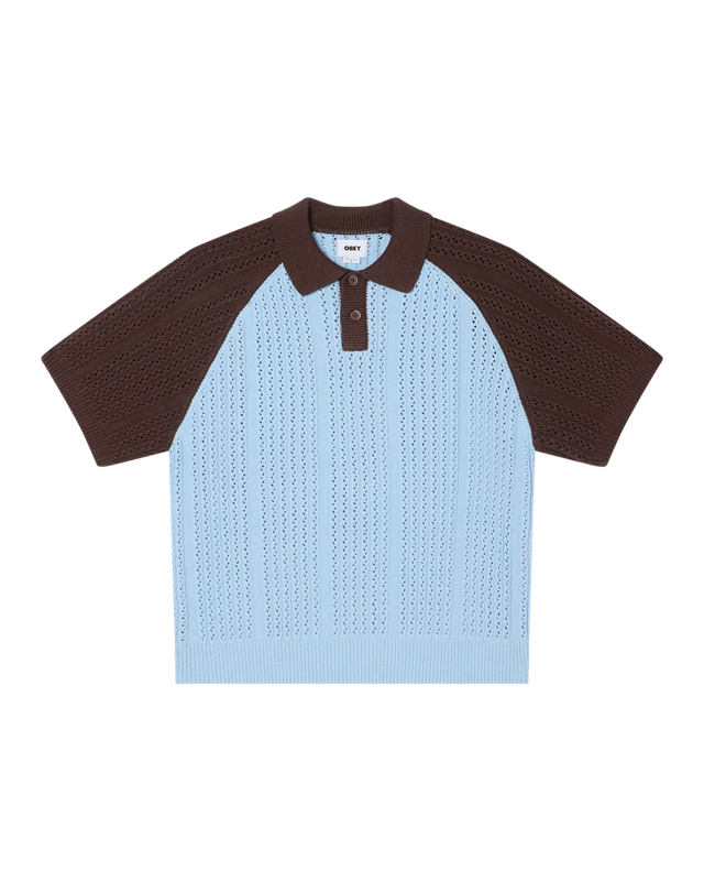 Obey abel polo sweater van OBEY in de uitvoering Brown Blue — afbeelding 1 van 4