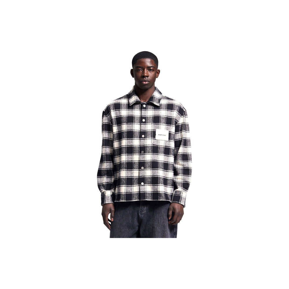 Flanel Overshirt van Bram's Fruit in de kleur zwart — afbeelding 1 van 5
