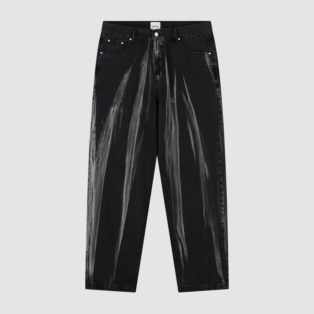 Washed Jeans Pants - Black Denim