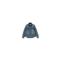 Oakland Shirt Jac van Carhartt WIP in de uitvoering Blue Dark Navy worn used wash — afbeelding 5 van 6